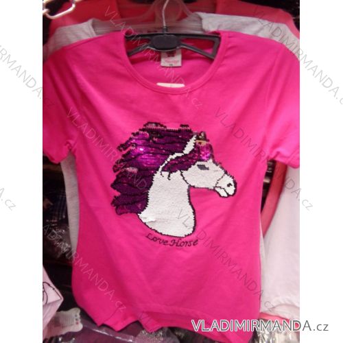 T-shirt short sleeve with children's sequins and teenage girls (128-164) TUZZY TURKEY MODA TM218011