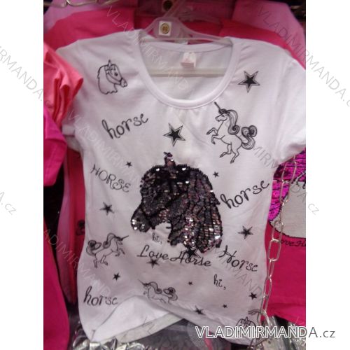 T-shirt short sleeve with baby sequins and teen girl (128-164) TUZZY TURKEY MODA TM218012
