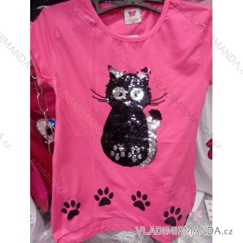 T-shirt short sleeve with children's sequins and teenage girls (128-164) TUZZY TURKEY MODA TM218013