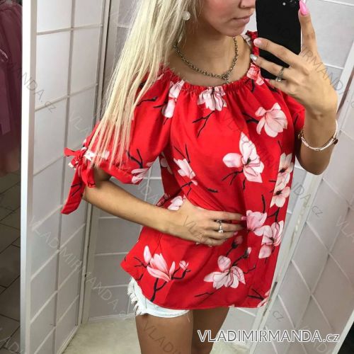 Blouse with floral pattern short sleeve ladies (uni sl) ITALIAN Fashion IM718091
