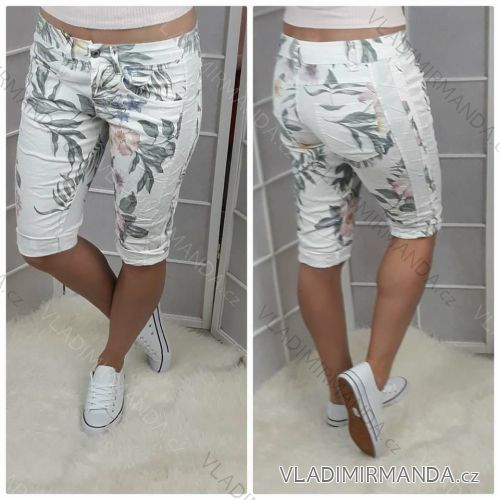 Trousers 3/4 Short Flower Summer Fitted Ladies (s-xl) ITALIAN Fashion IM518091