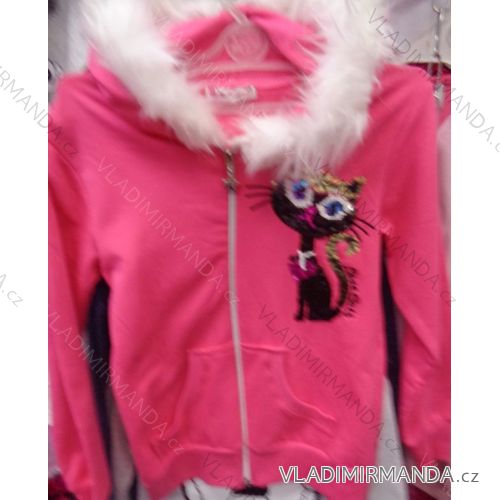 Sweatshirt long sleeve with sequins and hoody little girl puppet (128-164) TUZZY TURKEY MODA TM218127
