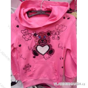 Sweatshirt long sleeve with sequins and hoody little girl puppy (116-134) TUZZY TURKEY MODA TM218128

