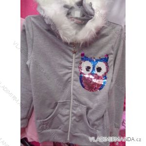 Sweatshirt long sleeve with sequins and hoody little girl puppy (128-164) TUZZY TURKEY MODA TM218129
