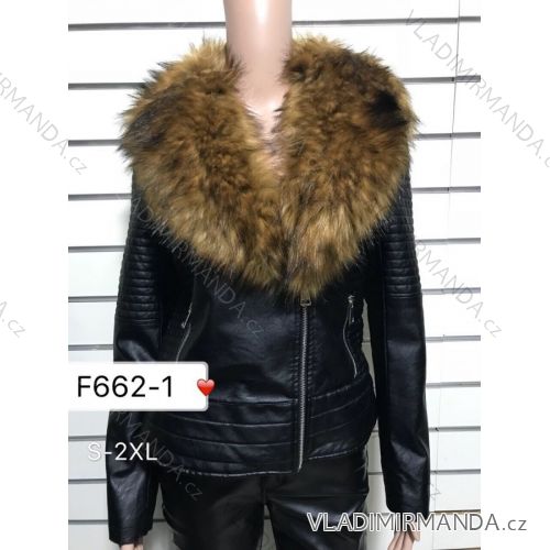 Leatherette jacket with ladies' fur (s-2-xl) DD STYLE F662-1