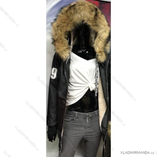 Leatherette jacket with fur women's (s-xxl) POLAND GAR18017