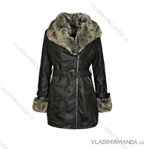 Jacket ladies warm leatherette with fur (s-2xl) POLAND LEU18-10H5524
