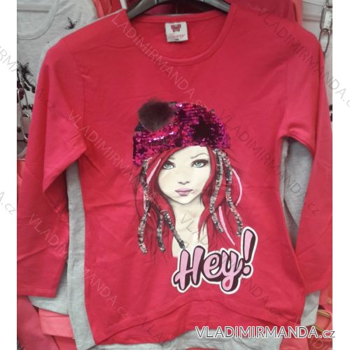 T-shirt long sleeve with sequins baby teen girl (128-158) TUZZY TURKEY MODA TM218177
