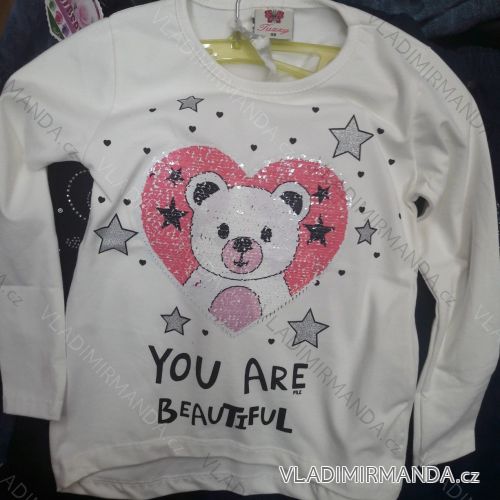 T-shirt long sleeve with baby girl's sequins (98-128) TUZZY TURKEY MODA TM218181
