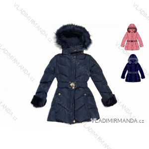 Jacket coat winter quilted with fur baby youth girl (8-16let) KUGO JK1807