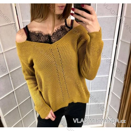 Sweater ladies knitted with lace (uni sl) ITALIAN MODA IM9181059
