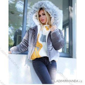 Jacket winter bomber suede with hood and fur womens KZELL ITALIAN MODA 8170K