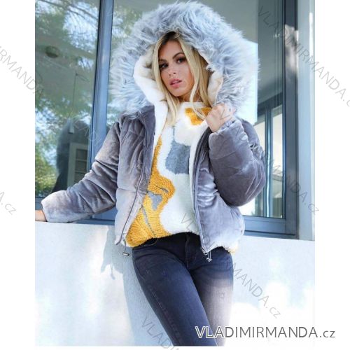 Jacket winter bomber suede with hood and fur womens KZELL ITALIAN MODA 8170K