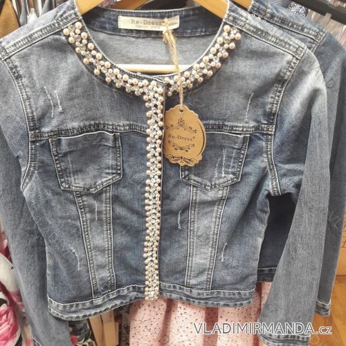 Denim Jacket short women's pearls (xs-xl) Re-dress IM919C061