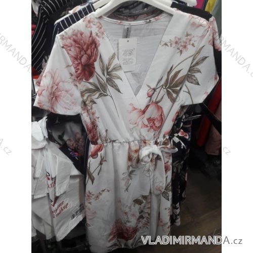 Summer short sleeve dress women's flowers with ribbon (uni s / m) ITALIAN MODE IM919552
