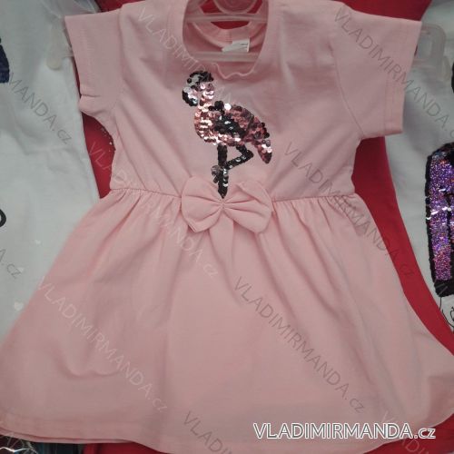Short Sleeve Dress with Baby Girl Sequins (98-128) TUZZY TURKEY TM219088