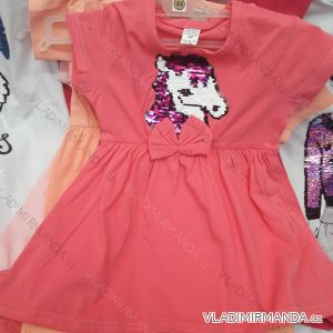 Short Sleeve Dress with Baby Girl Sequins (98-128) TUZZY TURKEY TM219089

