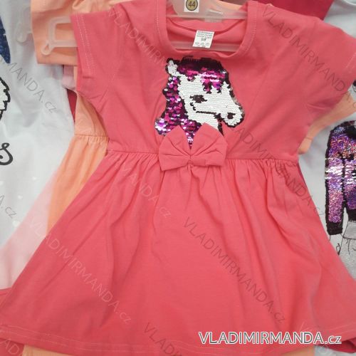 Short Sleeve Dress with Baby Girl Sequins (98-128) TUZZY TURKEY TM219089
