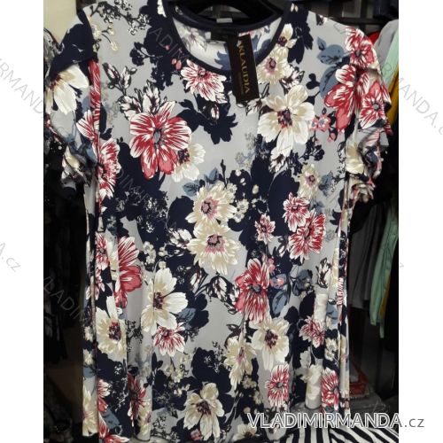 Ladies T-shirt short sleeve flowered (M-3XL) POLISH FASHION PM119161