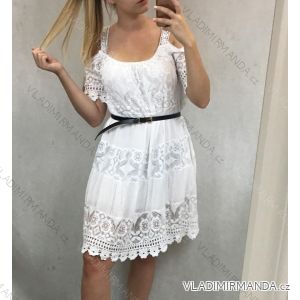 Summer dress with bare shoulders short sleeve lace women (uni m / l) ITALIAN MODE IM119205