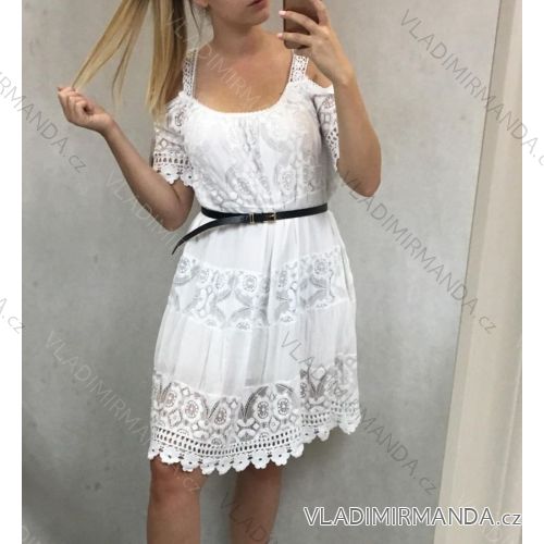 Summer dress with bare shoulders short sleeve lace women (uni m / l) ITALIAN MODE IM119205