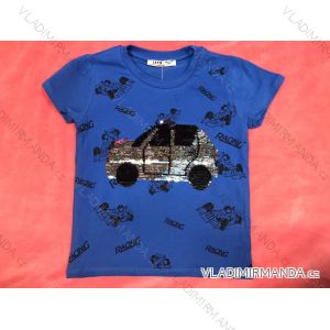 Short Sleeve T-Shirt with Kids Boy Sequins (98-122) TURKISH MODA TVB20022
