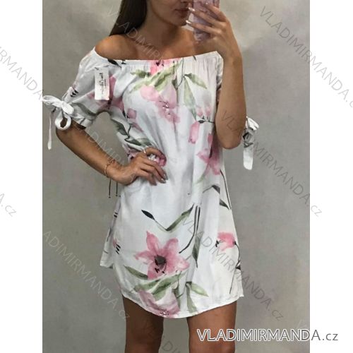 Summer dress with bare shoulders short women's flowered (uni s / m) ITALIAN MODE IM919651
