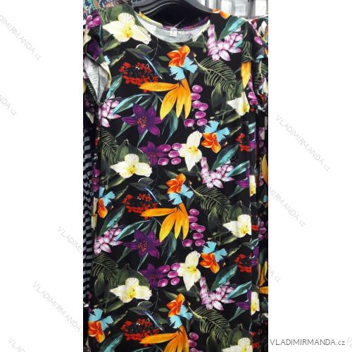 Short Sleeve Dress Flowered Ladies Oversized (xl-3xl) POLISH FASHION PM119191

