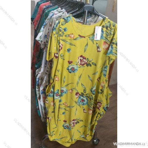 Short summer short sleeve ladies dress floral oversized (uni xl-2xl) ITALIAN MODA IM1219030
