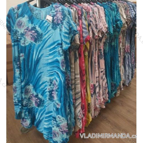 Short summer short sleeve ladies dress floral oversized (uni xl-2xl) ITALIAN MODA IM1219031