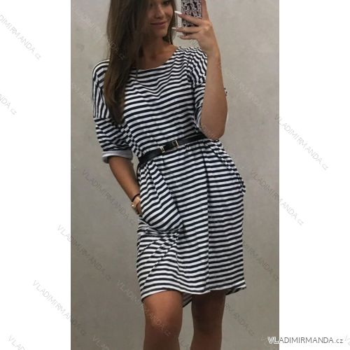 Casual Dress 3/4 Long Sleeve Stripe Women's (uni M / XL) ITALIAN MODA IM719405