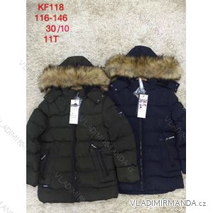 Winter coat with hood and fur children adolescent boys (116-146) SAD SAD19KF118
