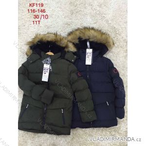 Jacket winter with hood and fur children adolescent boys (116-146) SAD SAD19KF119