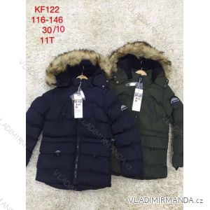 Jacket winter with hood and fur children adolescent boys (116-146) SAD SAD19KF122