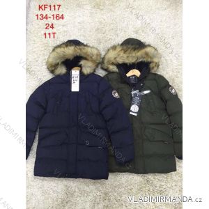 Jacket winter with hood and fur children adolescent boys (116-146) SAD SAD19KF119