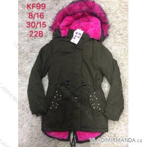 Girls' coat winter with hood and fur youth (8-16 years) SAD SAD19KF99