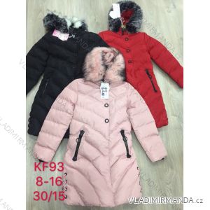 Girls' coat winter with hood and fur adolescent (8-16 years) SAD SAD19KF93