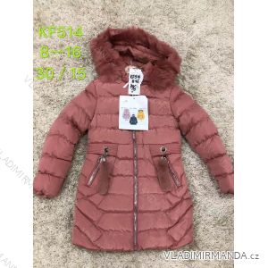 Girls' coat winter with hood and fur youth (8-16 years) SAD SAD19KF514