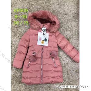 Girls' coat winter with hood and fur SAD SAD19KF509