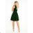 114-10 Flared Dress - Heart-Shaped Neckline - Dark Green
