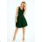 114-10 Flared Dress - Heart-Shaped Neckline - Dark Green
