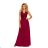 211-2 LEA Long Dress with Lace Neckline - Burgundy color
