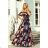 194-3 Long Dress with Frill - Black + Colorful Flowers
