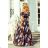 194-3 Long Dress with Frill - Black + Colorful Flowers
