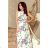 191-6 Long Dress Tied at the Neck - Colorful Roses and Blue Birds
