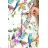 191-6 Long Dress Tied at the Neck - Colorful Roses and Blue Birds

