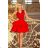 200-4 CHARLOTTE - Exclusive dress with lace neckline - RED
