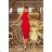 192-5 Elegant Midi Dress with Frill - RED
