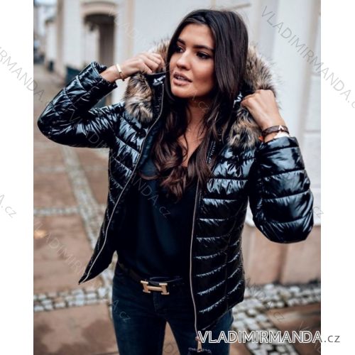 Jacket winter quilted glossy with fur women's (s-xl) ITALIAN FASHION IM619745