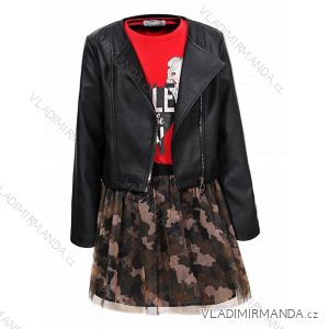 Set leatherette jacket, t-shirt and skirt for children and adolescent girls (110-160) GLO-STORY GLO19GLT-7502
